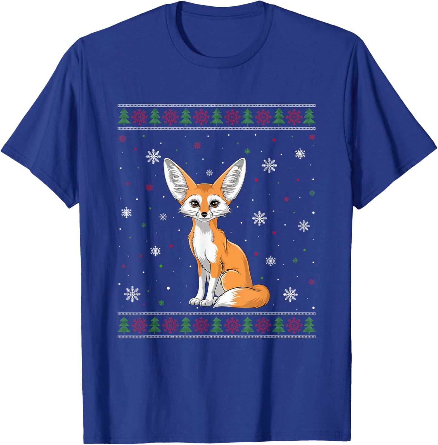 Fennec Fox Christmas Sweater Men Women Kids Xmas Funny T-Shirt - T-Shirt | Royal
