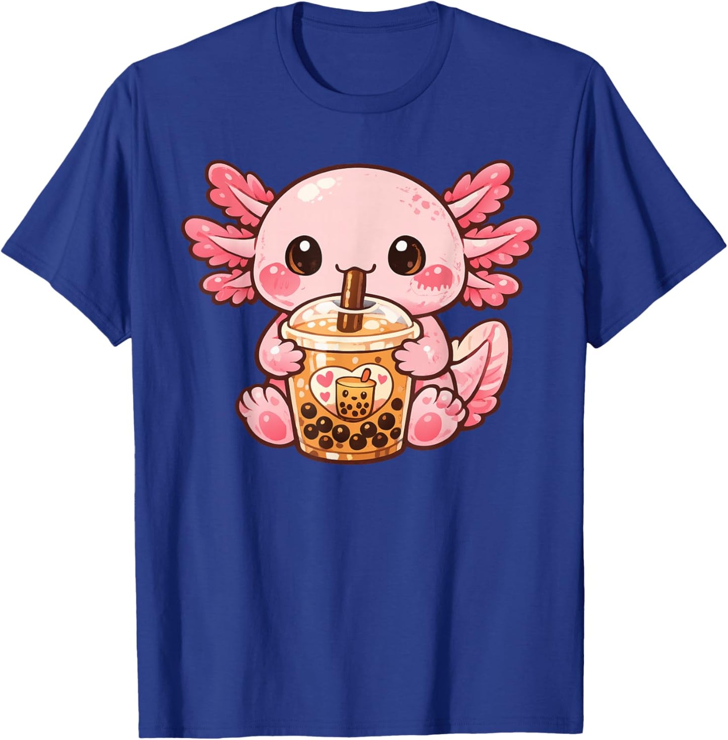 Kawaii Axolotl Drinking Bubble Tea Boba Tea Lovers Cute T-Shirt - T-Shirt | Royal