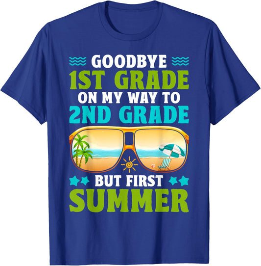Goodbye 1st Grade Graduation to 2nd Grade Hello Summer Boys T-Shirt - T-Shirt | Royal