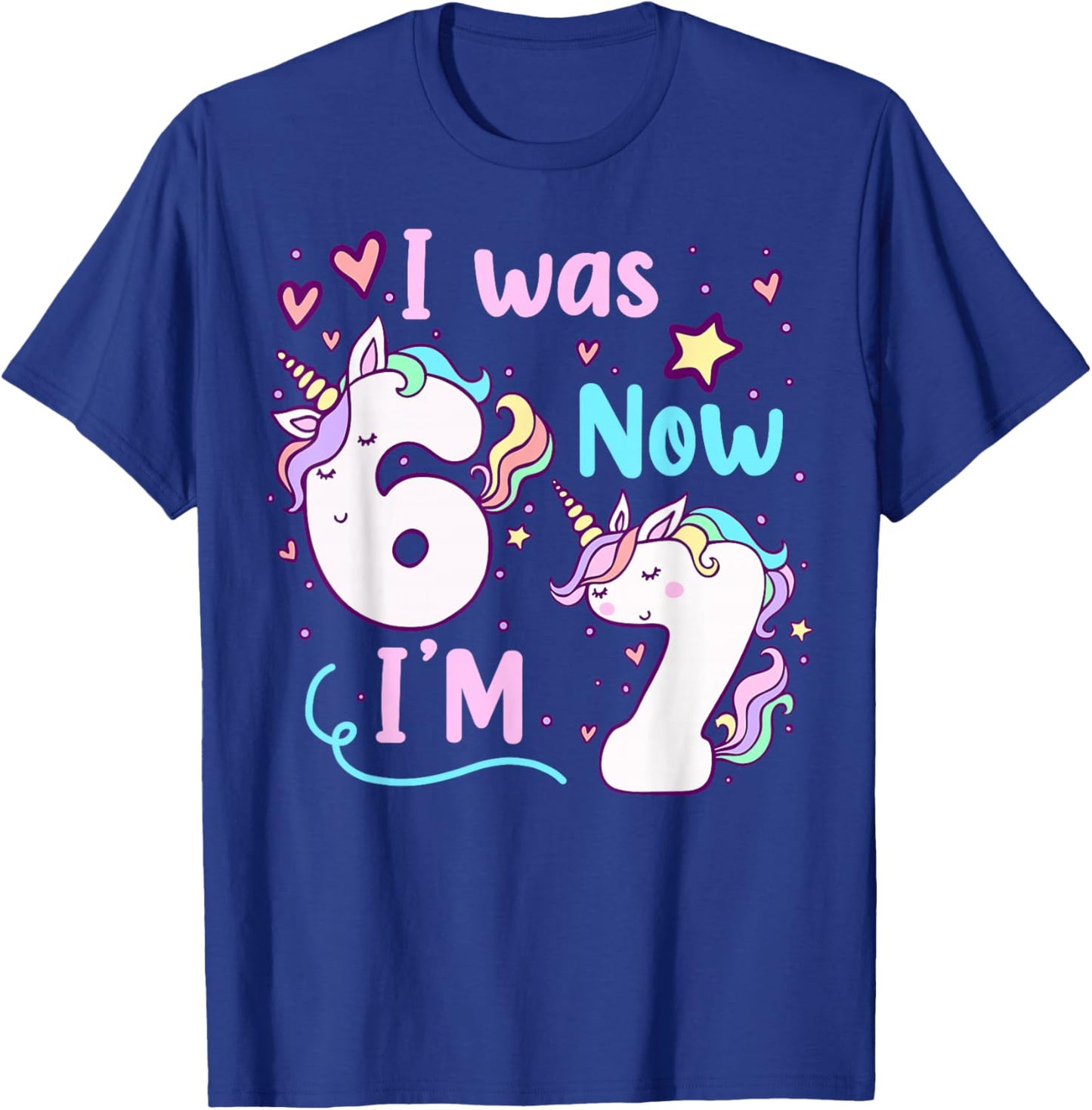 I was Six Now I'm Seven Dabbing Unicorn 67 Meme 7th Birthday T-Shirt - T-Shirt | Royal