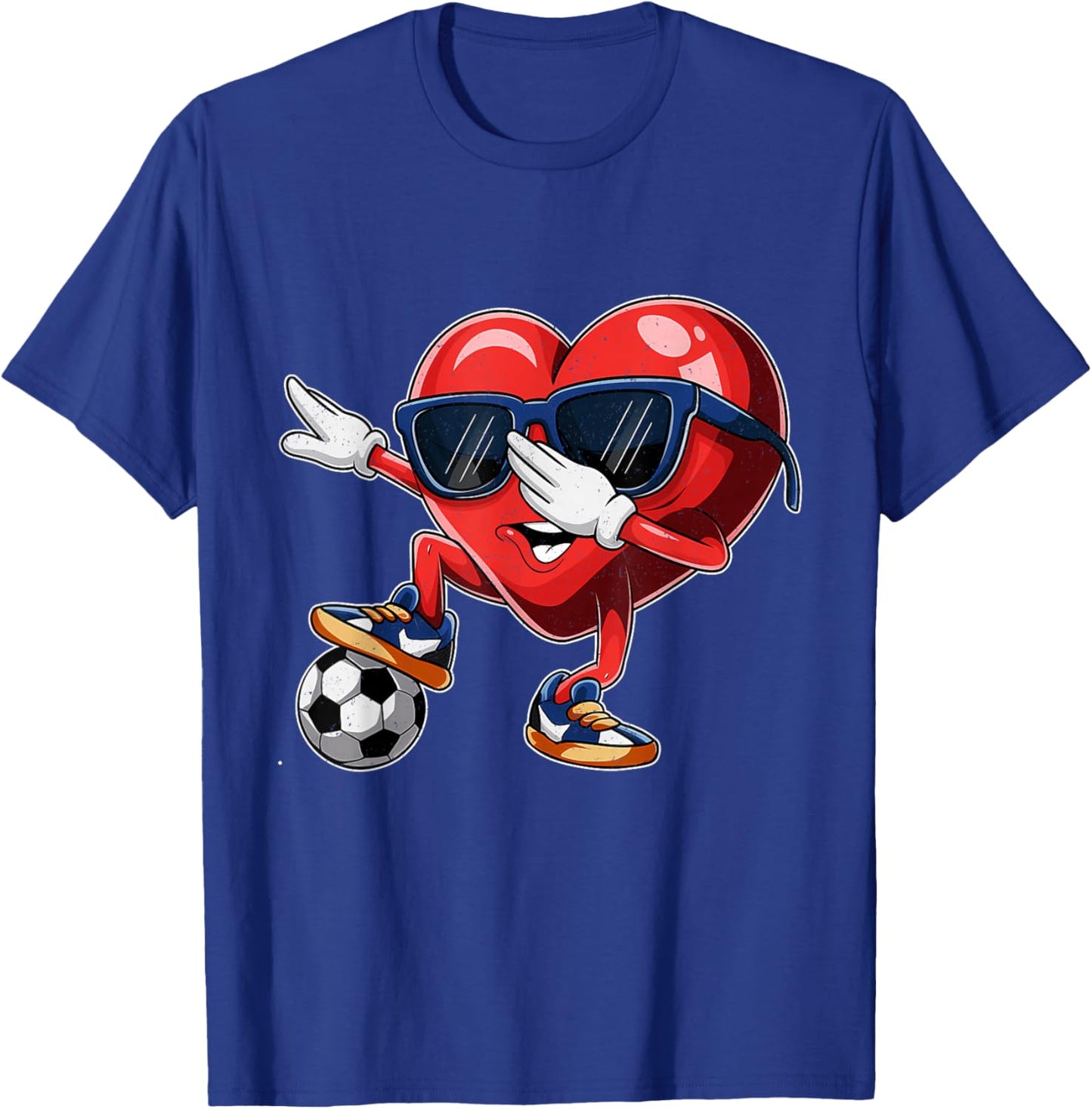 Valentine's Day Heart Dabbing Heart Player Soccer Boys Girl T-Shirt - T-Shirt | Royal