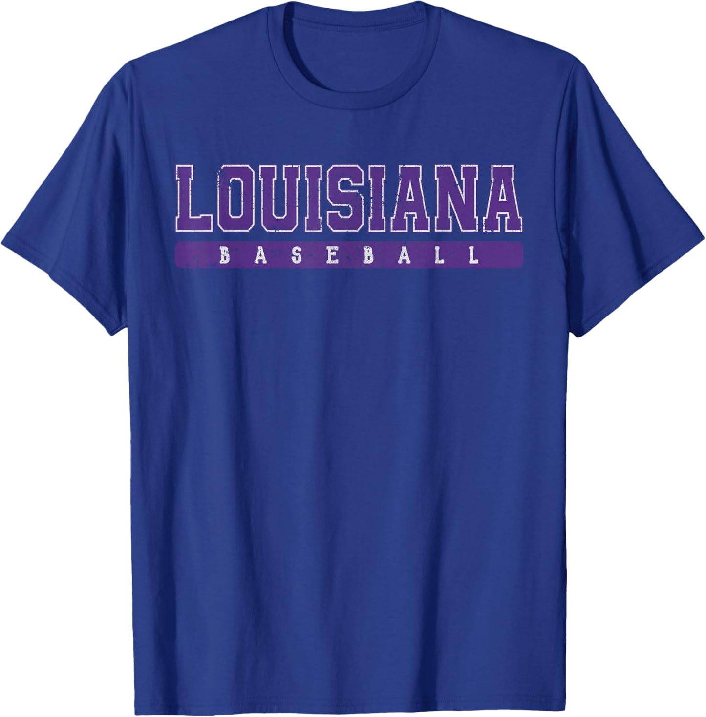 Louisiana Baseball Purple Vintage Text T-Shirt - T-Shirt | Royal