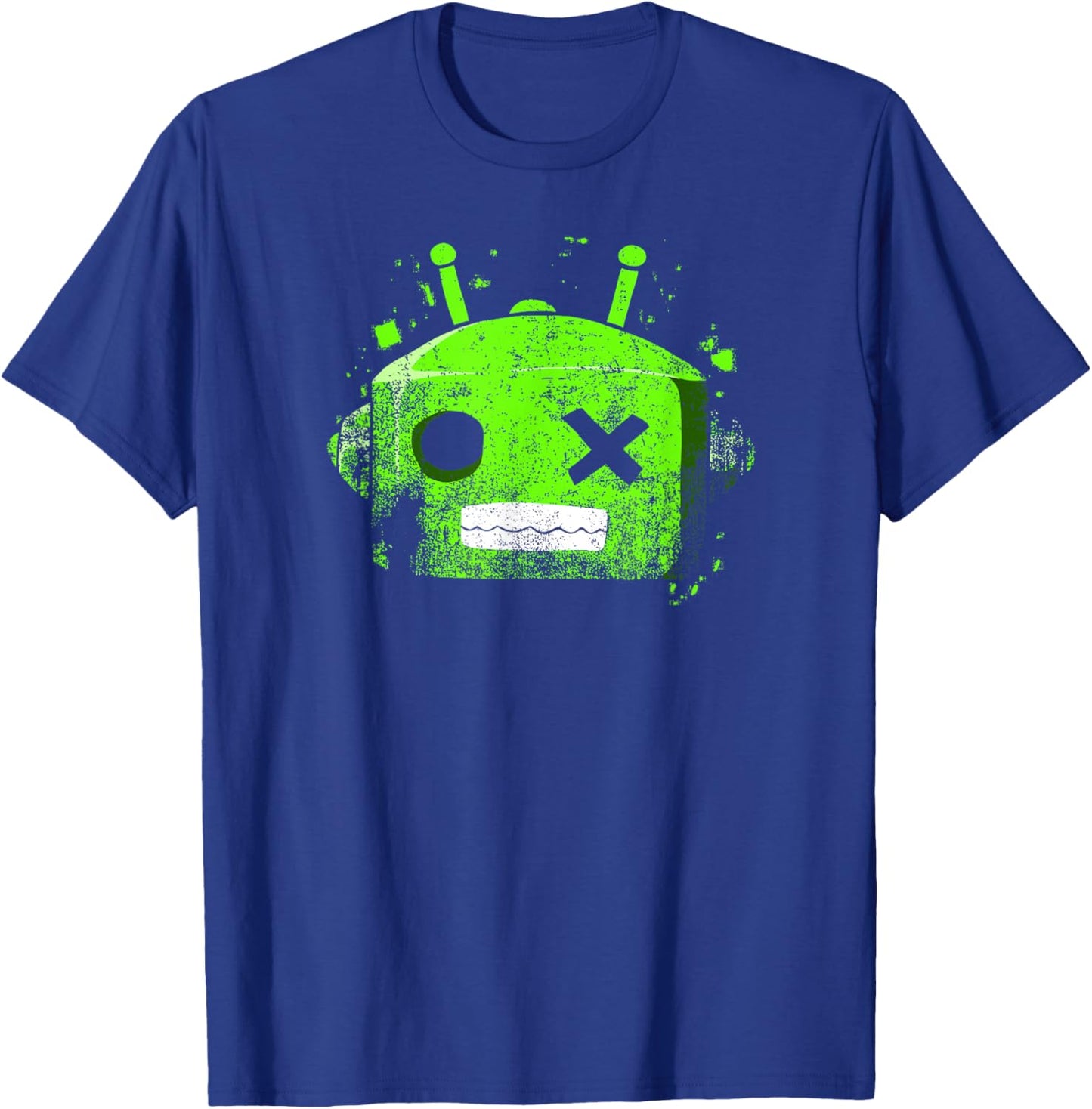 Green Color Retro Robot Head Green Graphic T-Shirt - T-Shirt | Royal