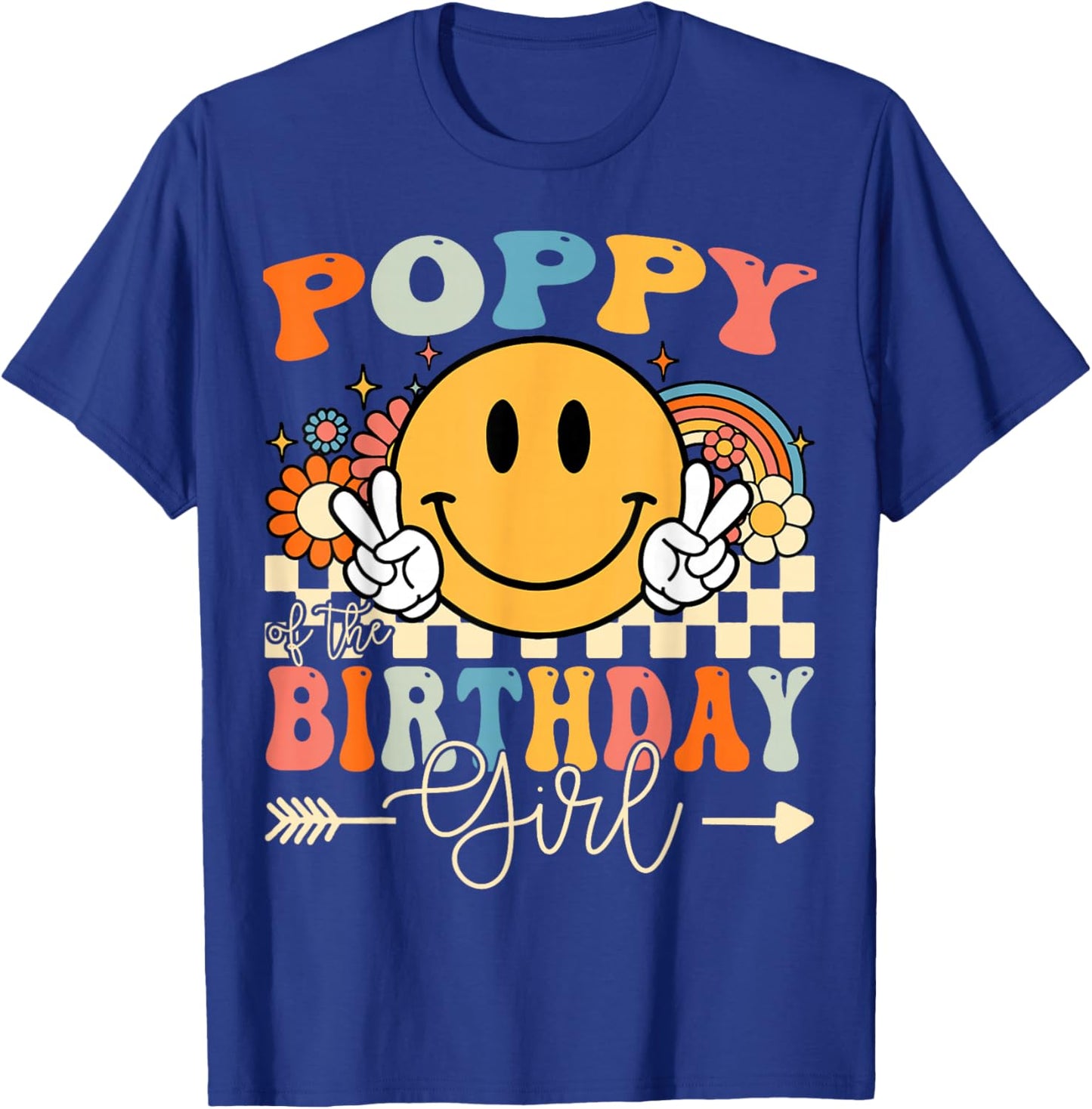 Poppy Of The Birthday Girl Groovy Retro Vintage T-Shirt - T-Shirt | Royal