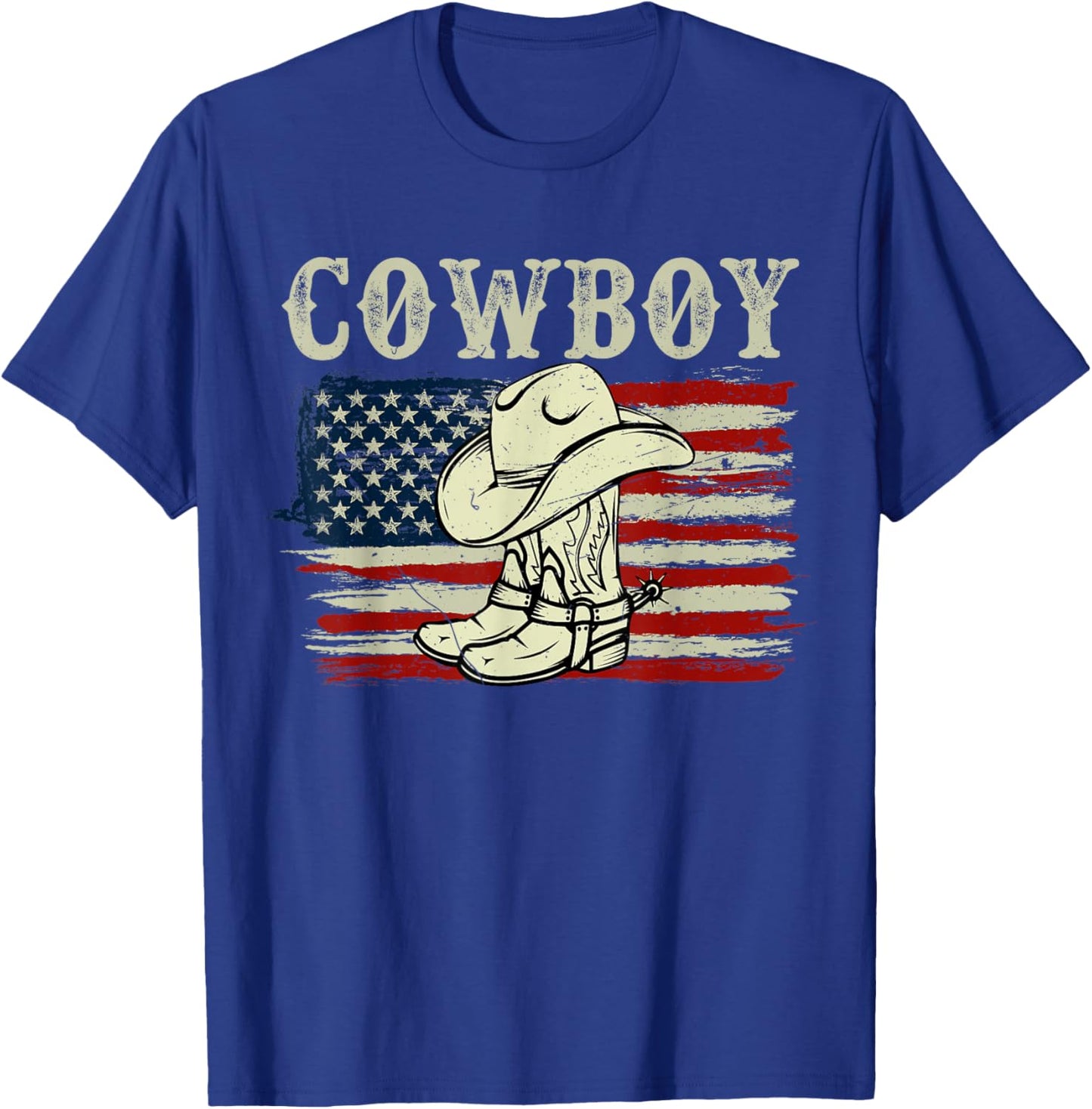 Men Teen Boy Kid Western Country Rodeo Southern Retro Cowboy T-Shirt - T-Shirt | Royal