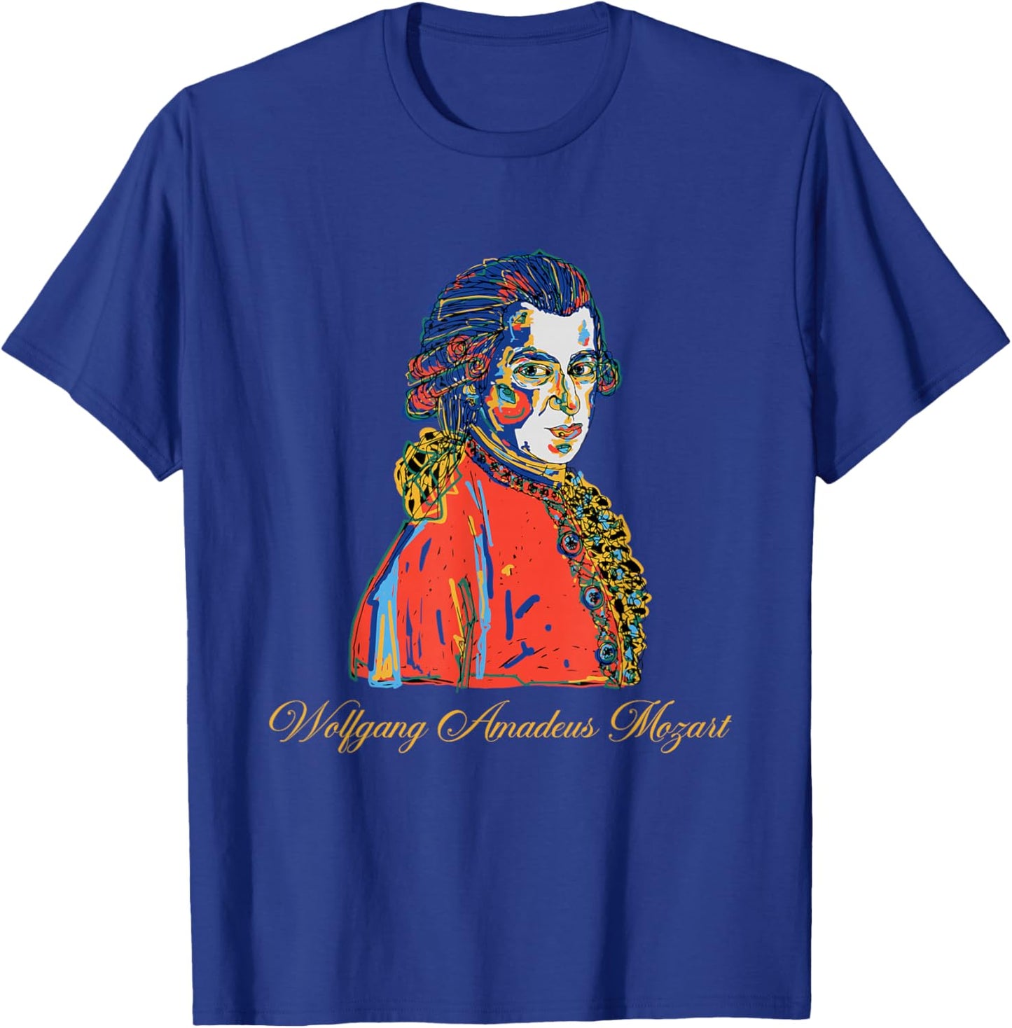 Wolfgang Amadeus Mozart Hand Drawn Portrait Vintage T-Shirt - T-Shirt | Royal