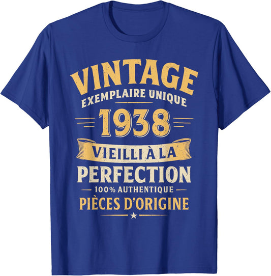 Cadeau Anniversaire 88 Ans Humour Vintage 1938 88 Ans Homme T-Shirt - T-Shirt | Royal