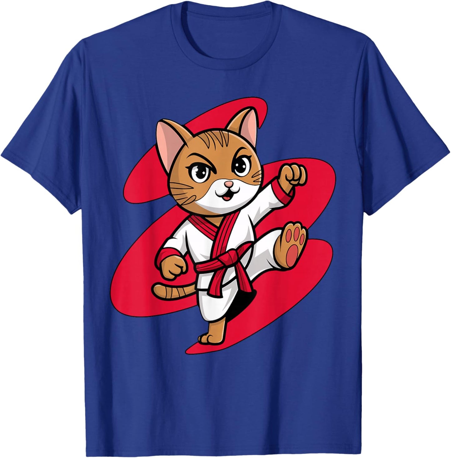 Karate Cat Red Belt Taekwondo T-Shirt - T-Shirt | Royal