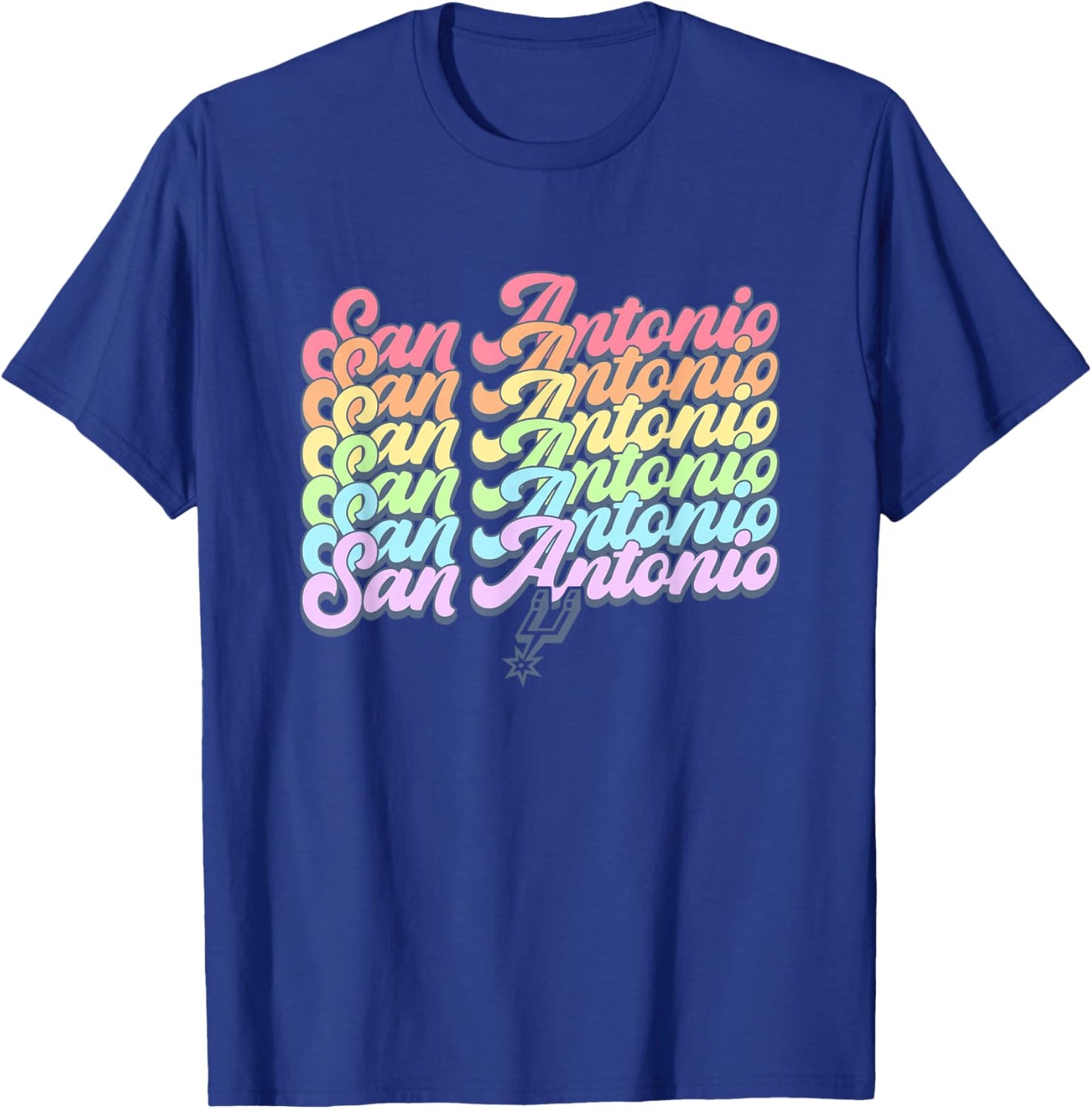 NBA San Antonio Spurs Pastel Rainbow Pride Stack T-Shirt - T-Shirt | Royal
