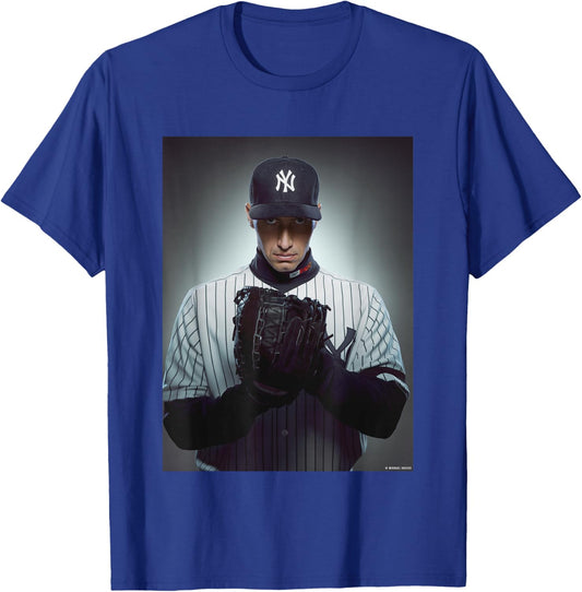 Andy Pettitte New York Yankees Catcher by Michael Grecco T-Shirt - T-Shirt | Royal