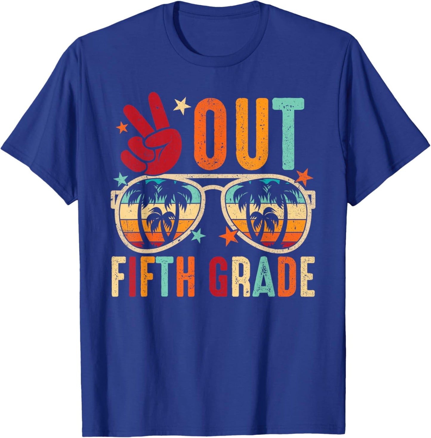 Vintage Peace Out 5th Grade Graduation Last Day Of School T-Shirt - T-Shirt | Royal
