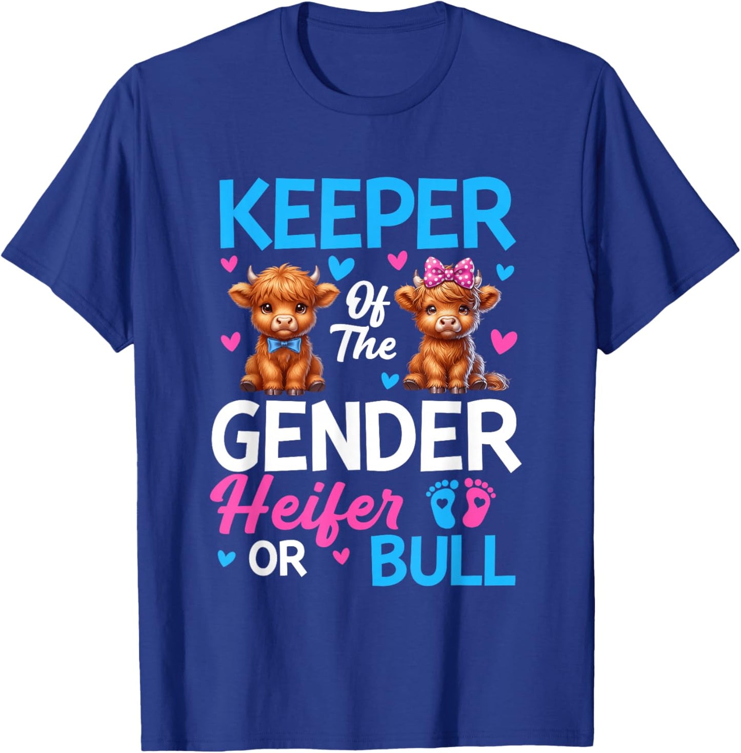 Keeper of The Gender Heifer Or Bull Baby Announcement T-Shirt - T-Shirt | Royal