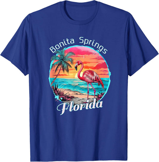 Bonita Springs Florida Beach Flamingo Tropical Souvenir T-Shirt - T-Shirt | Royal