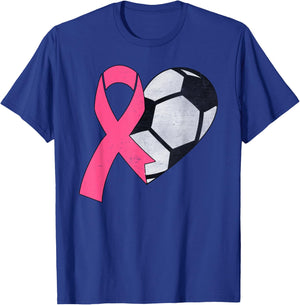 Pink Ribbon Soccer Ball Breast Cancer Awareness Month Women T-Shirt - T-Shirt | Royal