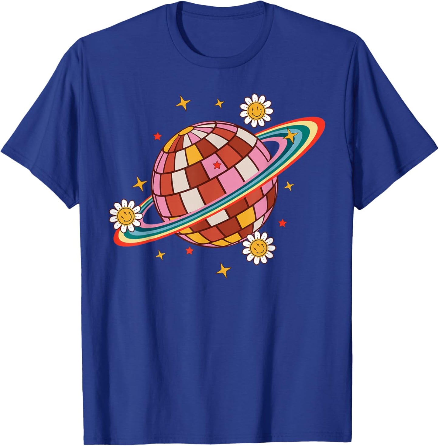 Cute Floral Disco Ball and 70s Party T-Shirt - T-Shirt | Royal
