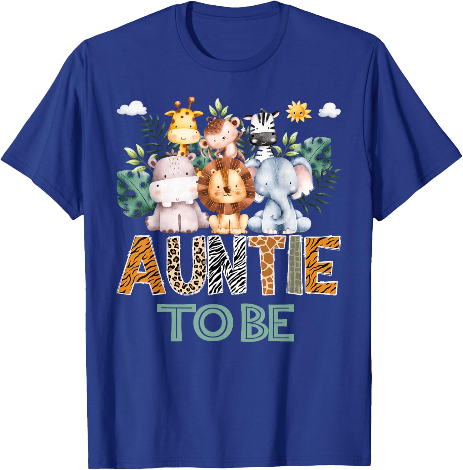Soon To Be Auntie Jungle Animal Safari Gender Reveal T-Shirt - T-Shirt | Royal