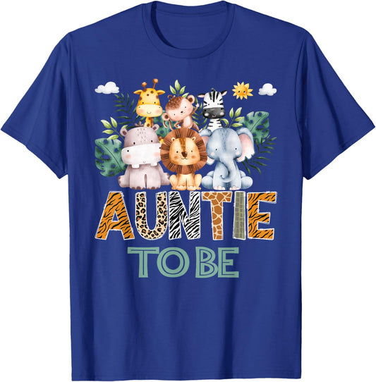 Soon To Be Auntie Jungle Animal Safari Gender Reveal T-Shirt - T-Shirt | Royal