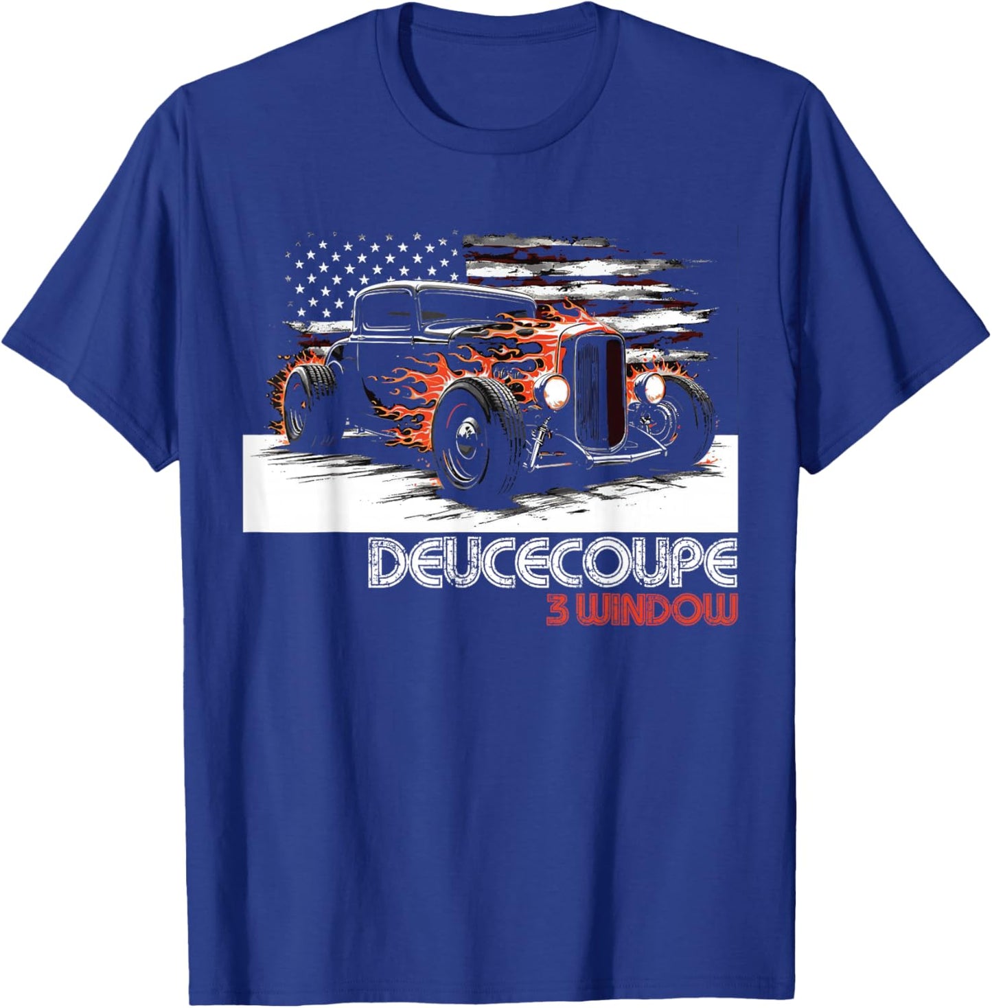 1932 Deuce Coupe 3 Window Hot Rod Classic USA Flag Deuce T-Shirt - T-Shirt | Royal
