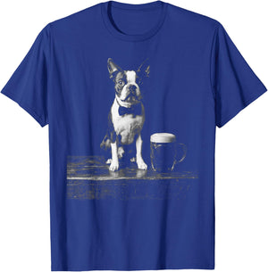 Boston Terrier Drinking Beer Funny Dog Meme T-Shirt - T-Shirt | Royal