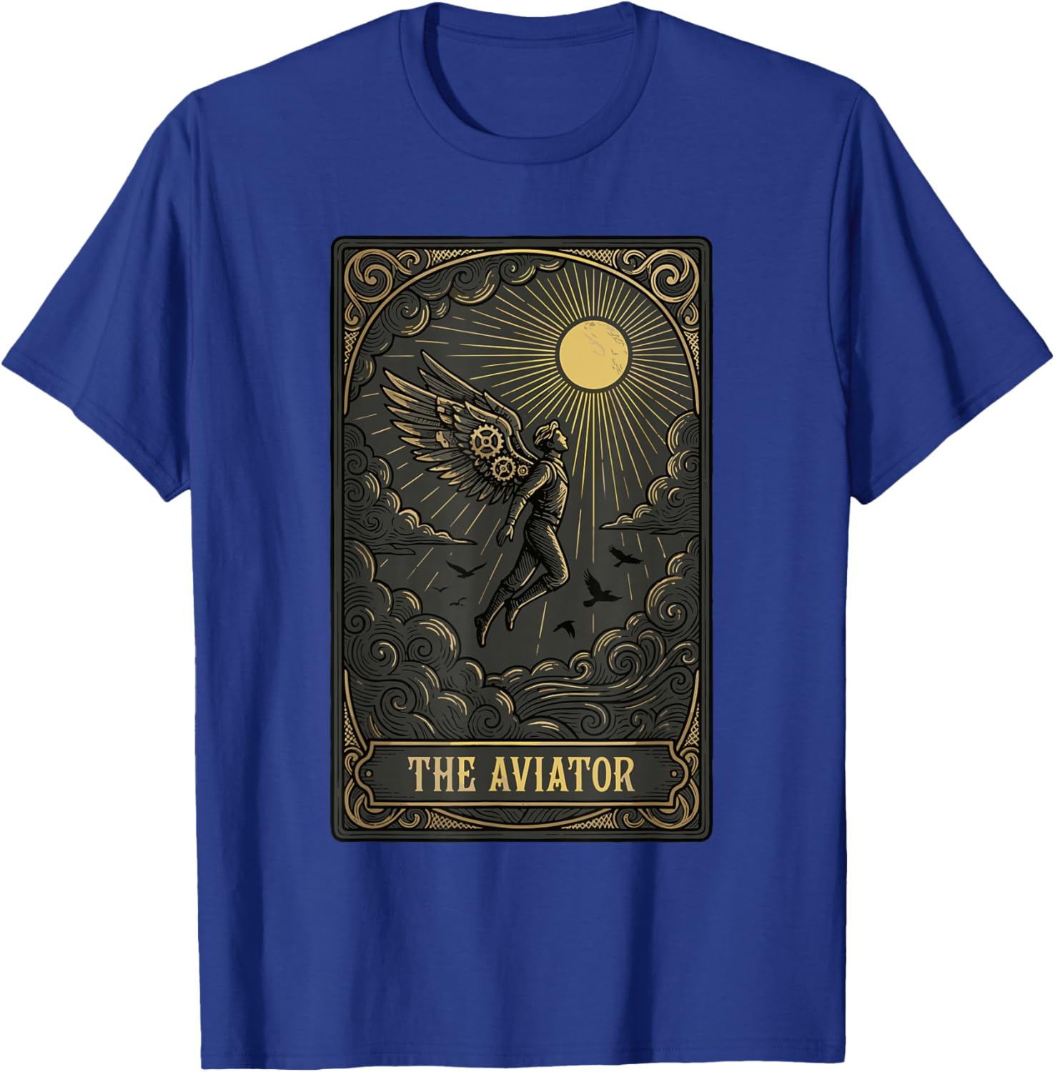Vintage Tarot Card Style Mechanical Wings Aviation Design T-Shirt - T-Shirt | Royal