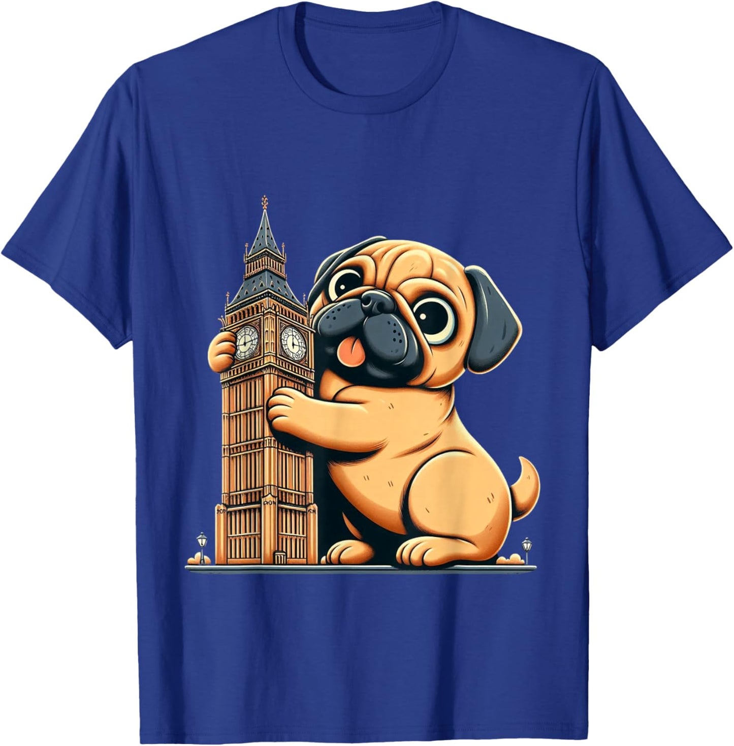 Pug Dog Owner Tourist Big Ben London Men Women Kids Family T-Shirt - T-Shirt | Royal