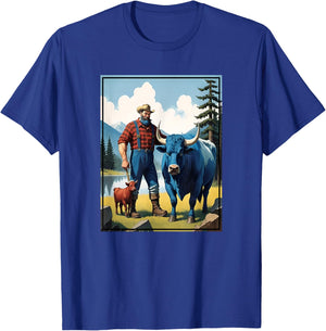 Paul Bunyan & Babe The Blue Ox By The Lake T-Shirt - T-Shirt | Royal