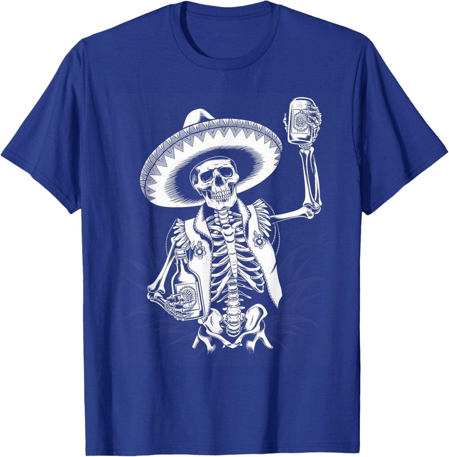 Mexico Vintage Skeleton Tequila Dia De Los Muertos Mexican T-Shirt - T-Shirt | Royal