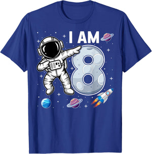 I'm 8 Dabbing Astronaut Space Kids 8th Birthday Party T-Shirt - T-Shirt | Royal