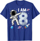I'm 8 Dabbing Astronaut Space Kids 8th Birthday Party T-Shirt - T-Shirt | Royal