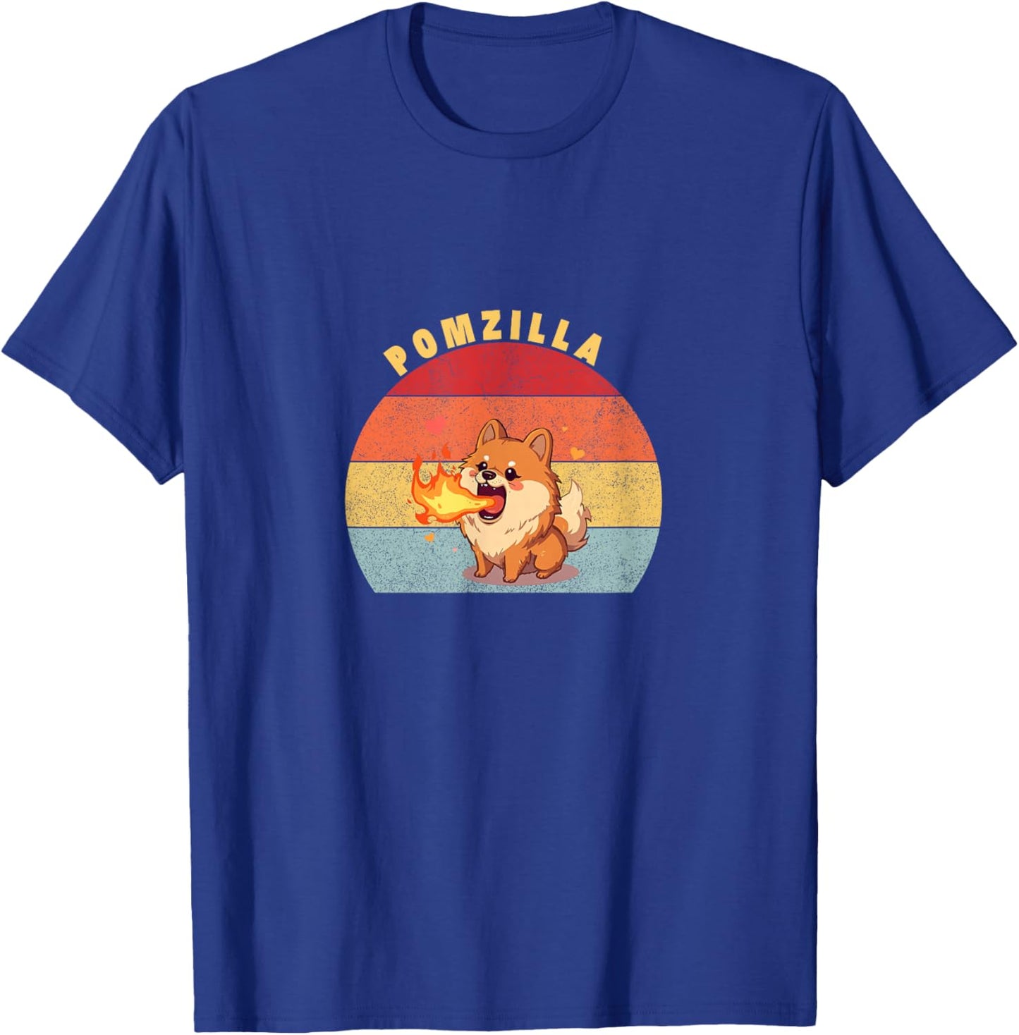 Pomzilla Pomeranian Dog Vintage Monster Pom Dog Lover T-Shirt - T-Shirt | Royal