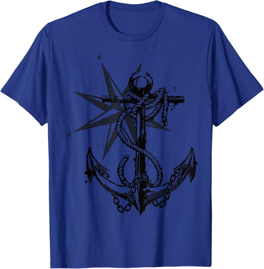 Anker Kompass Design Maritim Nautisch Retro T-Shirt - T-Shirt | Royal