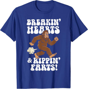 Breakin' Hearts, Rippin' Farts Funny Sasquatch Bigfoot Joke T-Shirt - T-Shirt | Royal