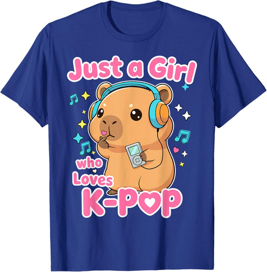 Just A Girl Who Loves K-Pop Cute Capybara T-Shirt - T-Shirt | Royal