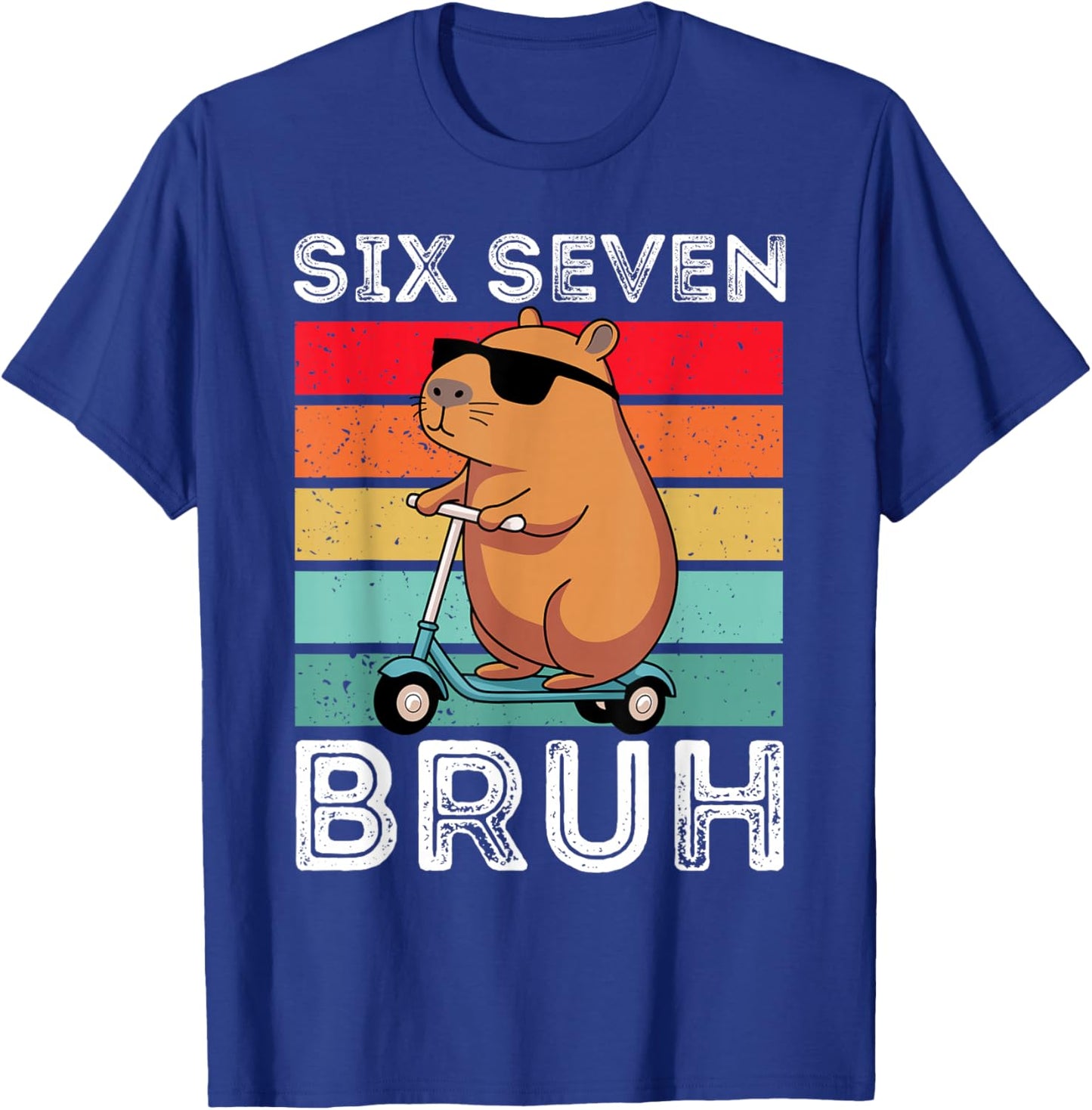 Six Seven Bruh 67 Meme Funny Cute Capybara T-Shirt - T-Shirt | Royal