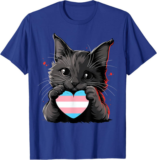 Transgender LGBT Cat Trans Transsexuality Transsexual Flag T-Shirt - T-Shirt | Royal