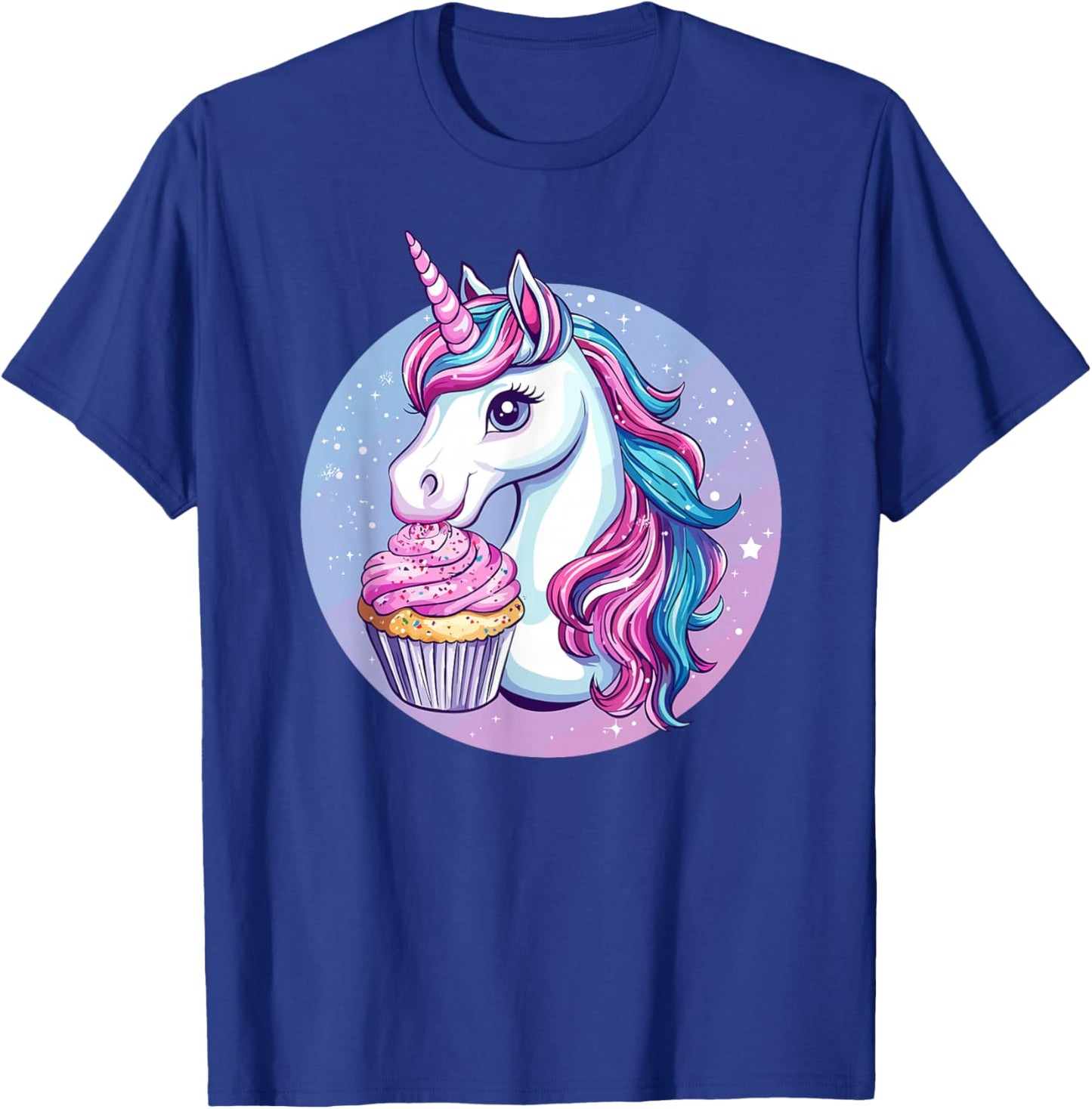 Unicorn With Cupcake Starry Delight T-Shirt - T-Shirt | Royal