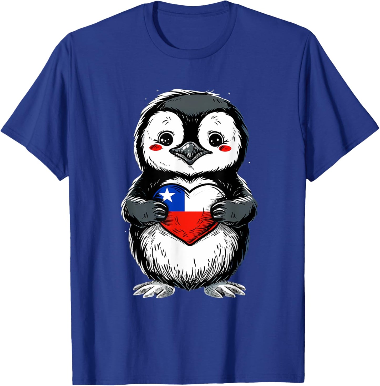 Chile Chilean Flag Heart Penguin Chilean Pride Chilean Roots T-Shirt - T-Shirt | Royal