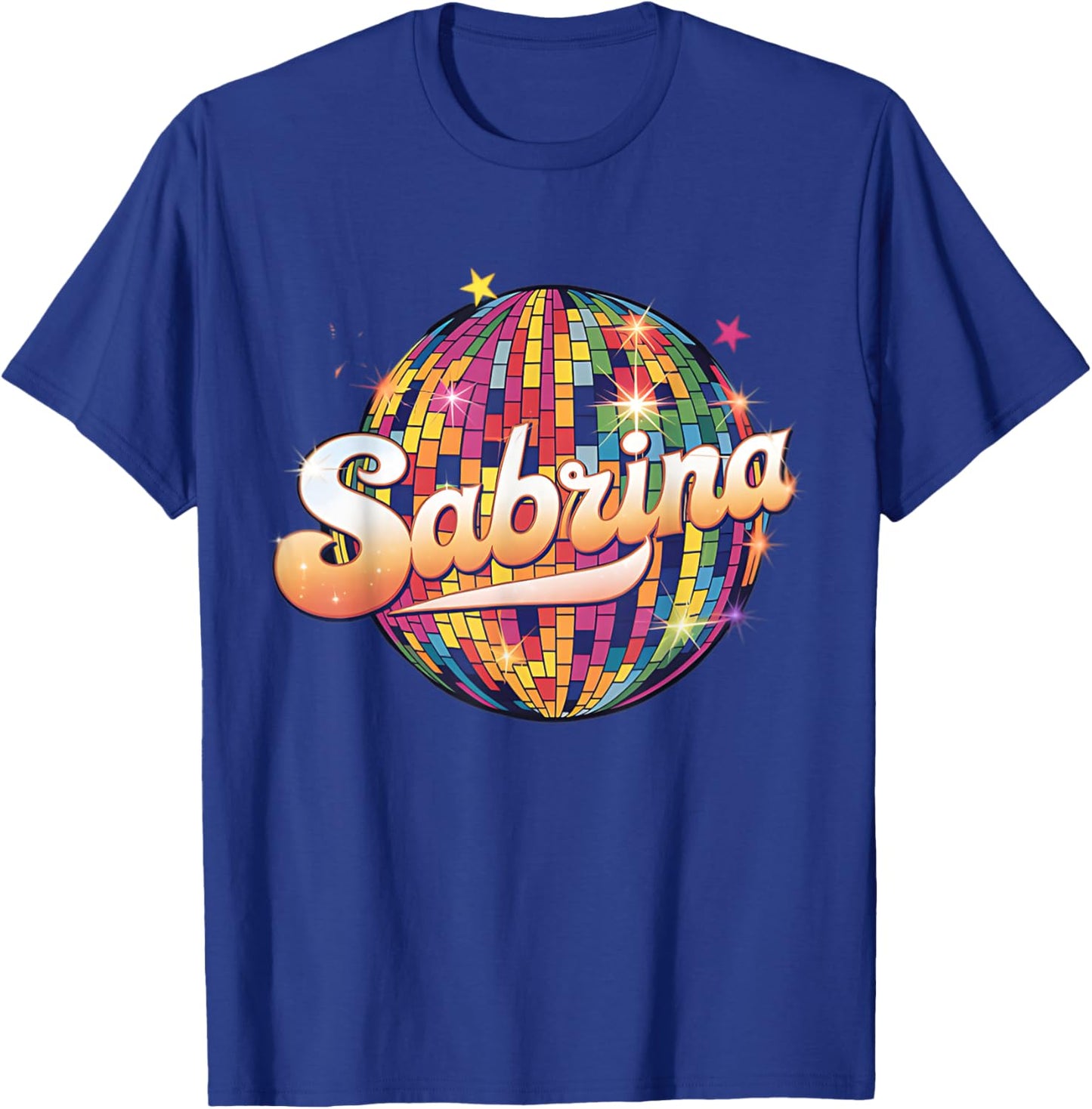 Girl Retro Sabrina First Name Personalized Heart T-Shirt - T-Shirt | Royal