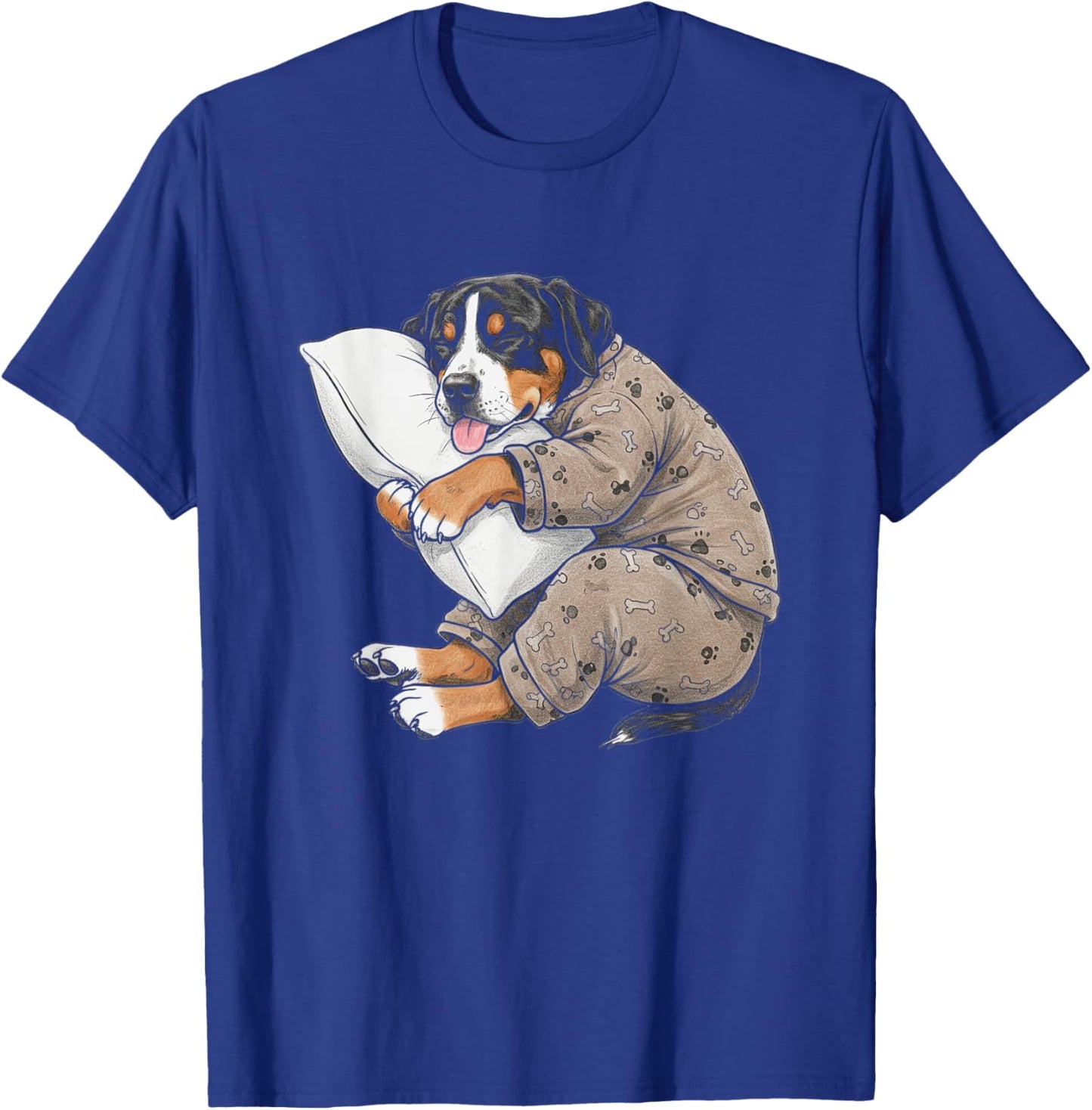 Funny Sleepy Greater Swiss Mountain Dog Pajama Adults Kids T-Shirt - T-Shirt | Royal