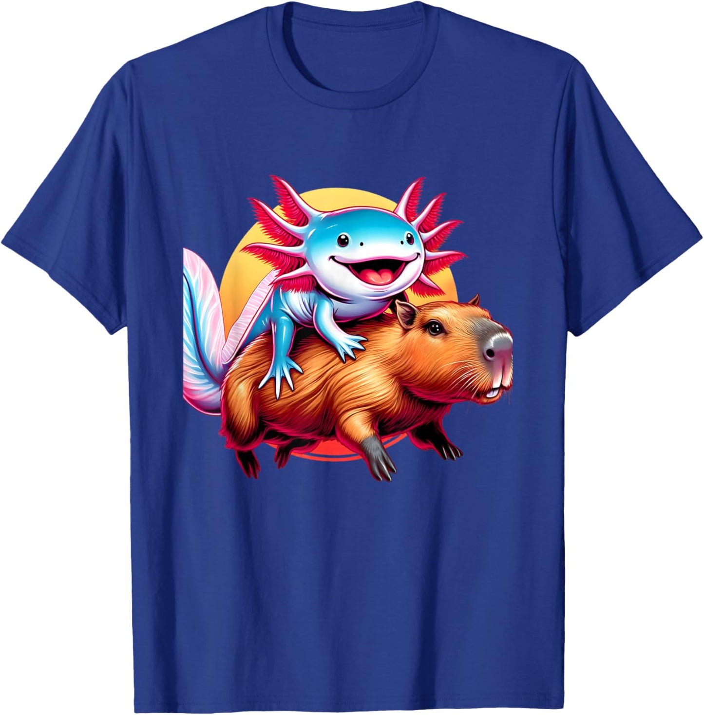 Funny Capybara Men Women Kids Boys Axolotl Lover T-Shirt - T-Shirt | Royal