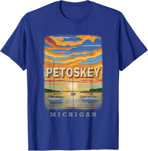 Petoskey Michigan MI Crystal Coastline SD166 T-Shirt - T-Shirt | Royal