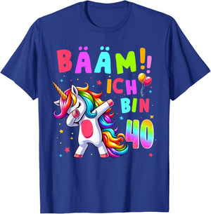 40 Geburtstag Mädchen 40 Jahre Tanzendes Lustiges Einhorn T-Shirt - T-Shirt | Royal