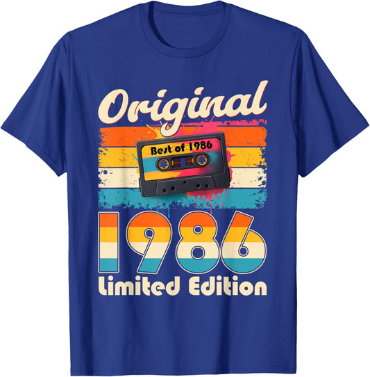 Men's 40th Birthday Gift 1986 Cassette 40 Deco T-Shirt - T-Shirt | Royal