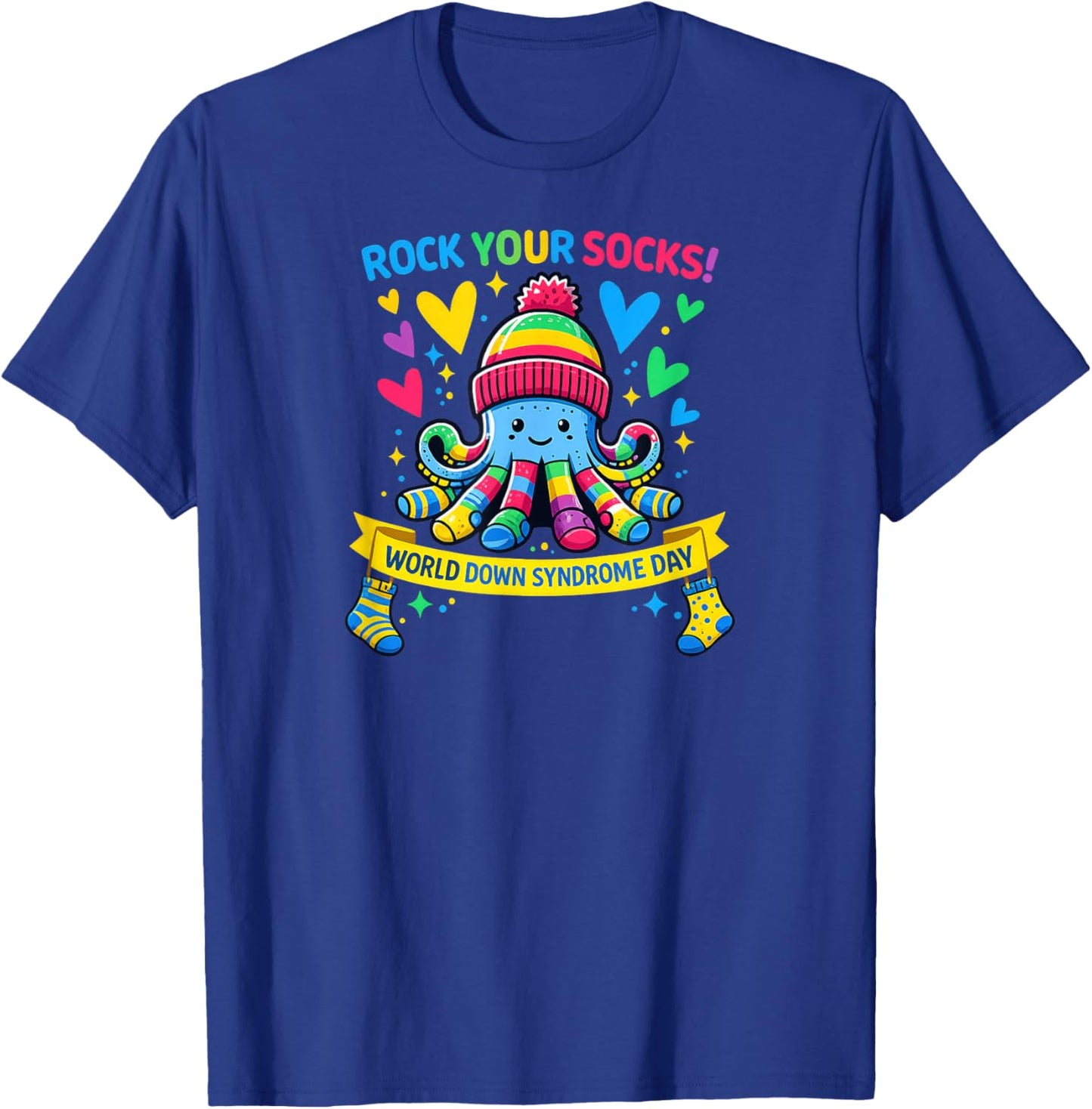 Rock Your Socks Down Syndrome Awareness Day Octopus T-Shirt - T-Shirt | Royal