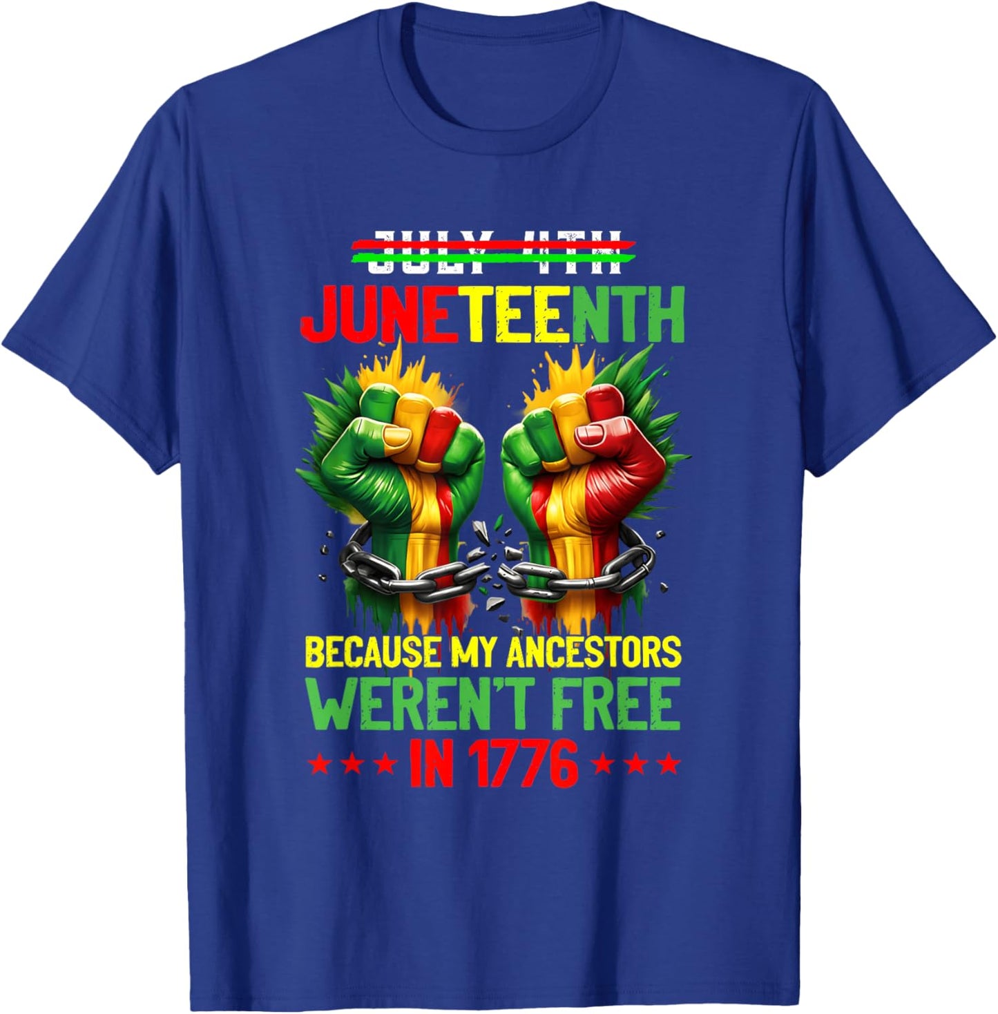 Juneteenth 1865 Because My Ancestor Weren't Free 1776 Men T-Shirt - T-Shirt | Royal