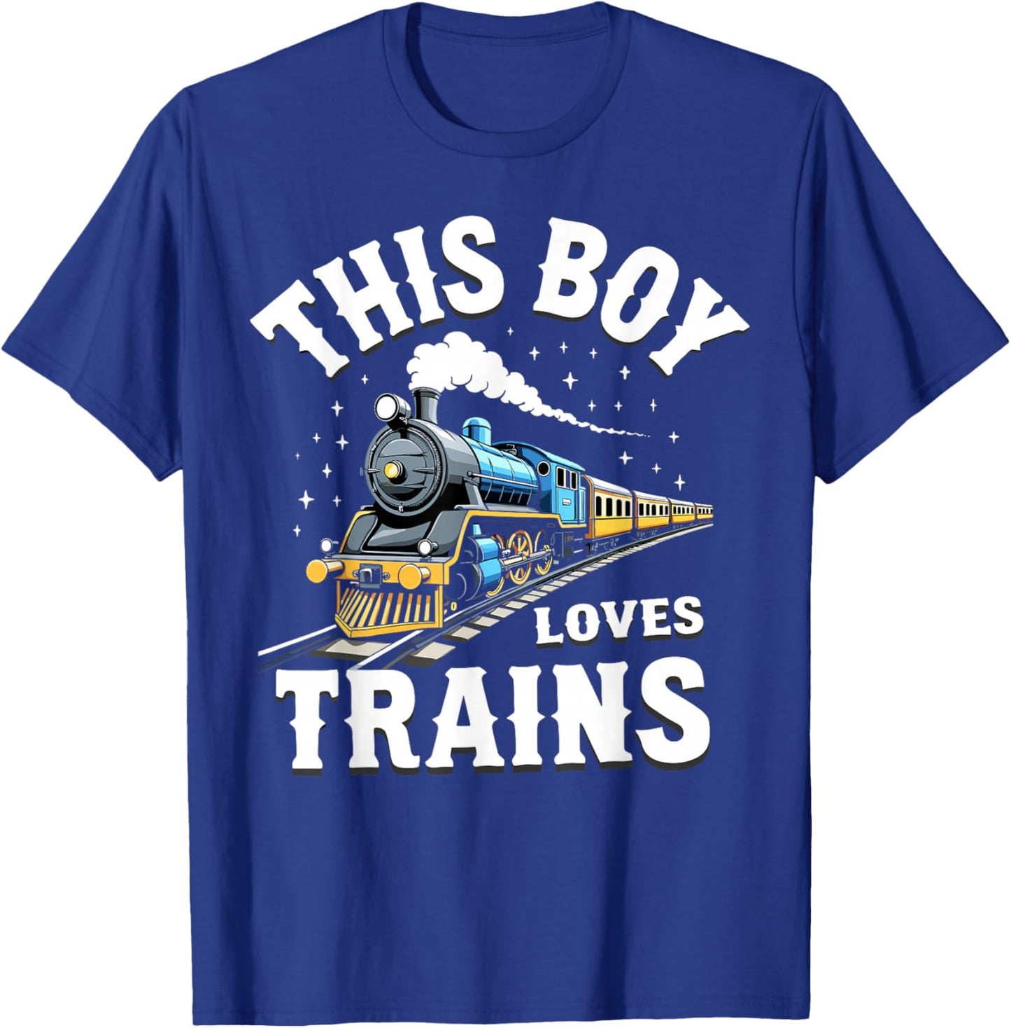 Kids This Boy Loves Trains Locomotive Funny Train Lover T-Shirt - T-Shirt | Royal