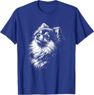Pomeranian Portrait Black and White Dog Lover T-Shirt - T-Shirt | Royal