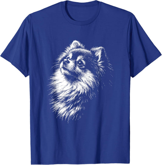 Pomeranian Portrait Black and White Dog Lover T-Shirt - T-Shirt | Royal