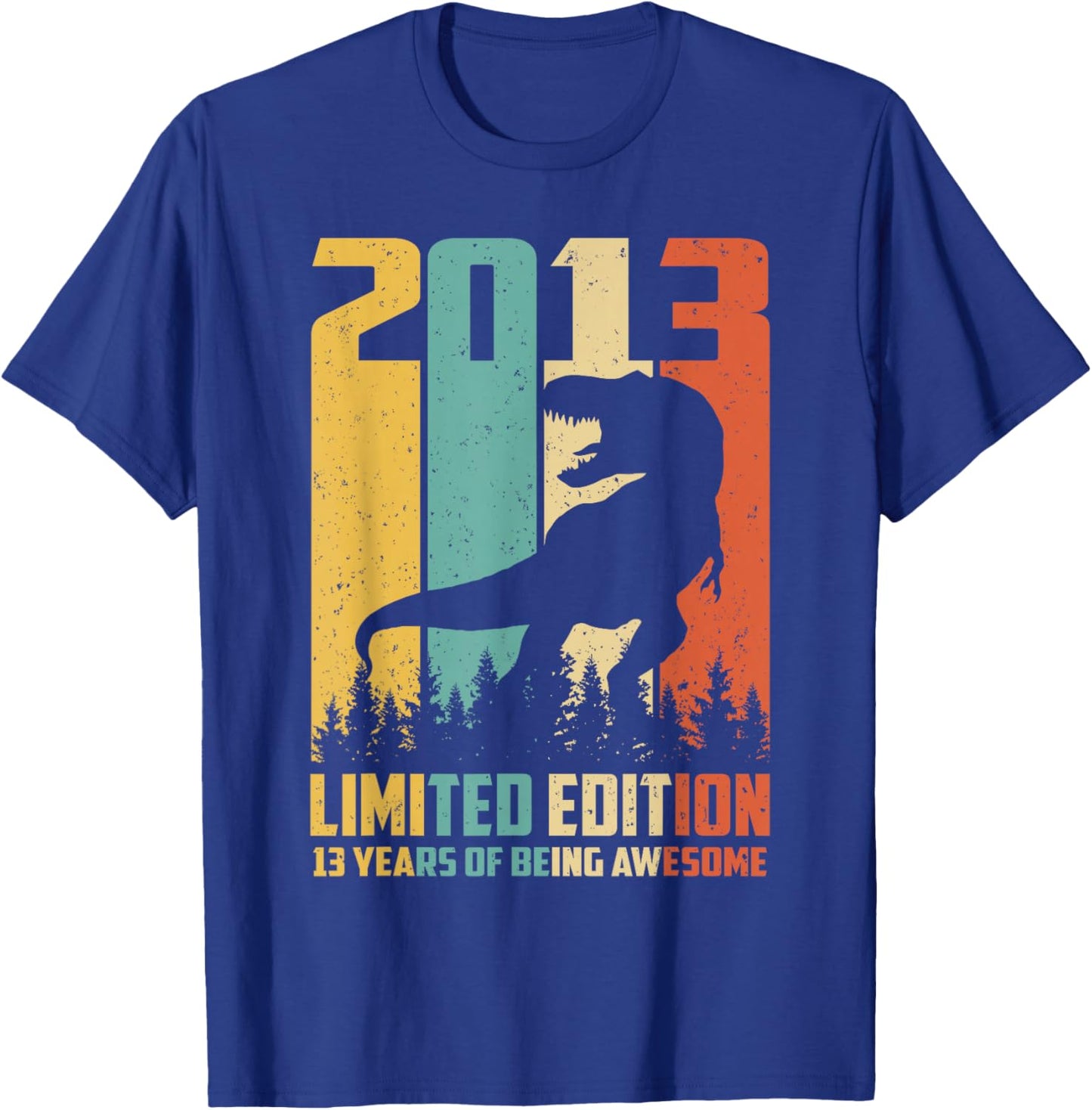 Awesome Since 2013 13 Years Old 13th Birthday T-Rex Dinosaur T-Shirt - T-Shirt | Royal
