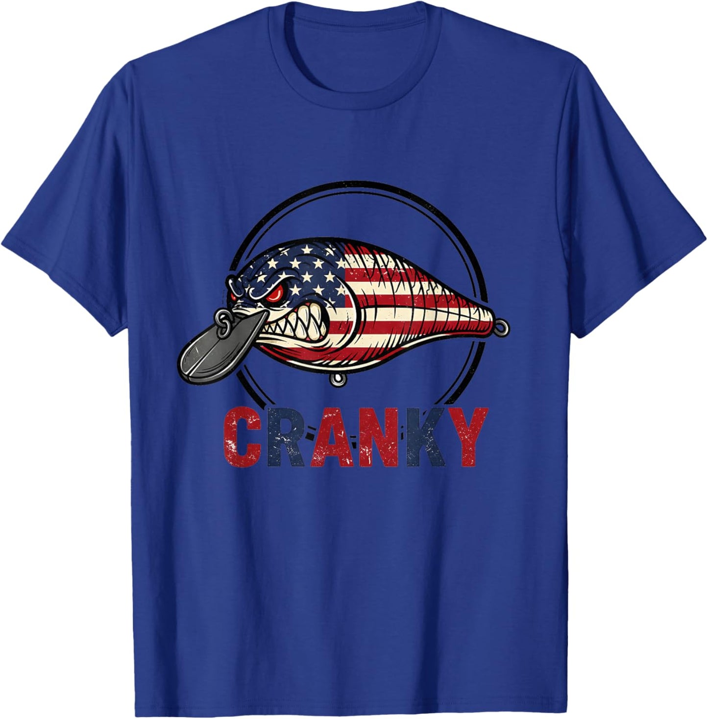 Cranky Fishing Lure American Flag Patriotic T-Shirt - T-Shirt | Royal